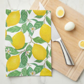 Geel groen wit lemonpatroon theedoek (Quarter Fold)