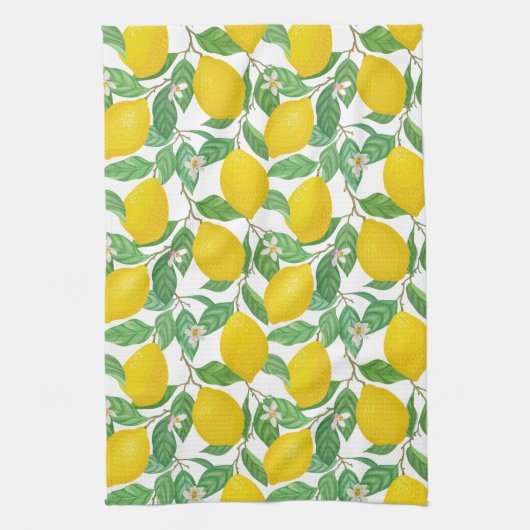 Geel groen wit lemonpatroon theedoek (Verticaal)