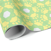 Geel Groen Wit Paw Design Cadeaupapier (Rol Hoek)