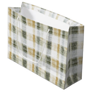 Geel Groen Wit Plaid Strepen Verjaardag Groot Cadeauzakje