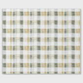 Geel Groen Witte Gestreepte Plaid Verjaardag Cadeaupapier (Vlak)