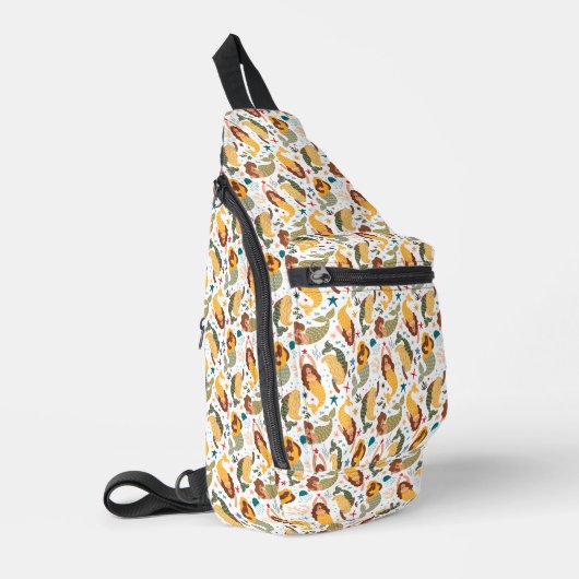 Geel & Groen Zeemeermin Patroon Sling Bag (Linkerhoek)