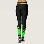 Geel Groen Zwart (jouw naam) Leggings (Achterkant)