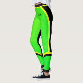 Geel Groen Zwart (jouw naam) Leggings (Links)