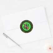 Geel Groen Zwart Kat Tombstone Bats Halloween Ronde Sticker (Envelop)