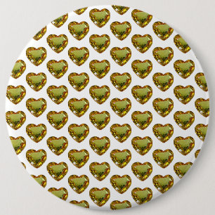 Geel groenachtig hartpatroon edelsteen knoop ronde button 6,0 cm