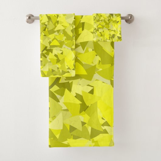 Geel Groene Driehoek Patroon Bad Handdoek (Insitu)