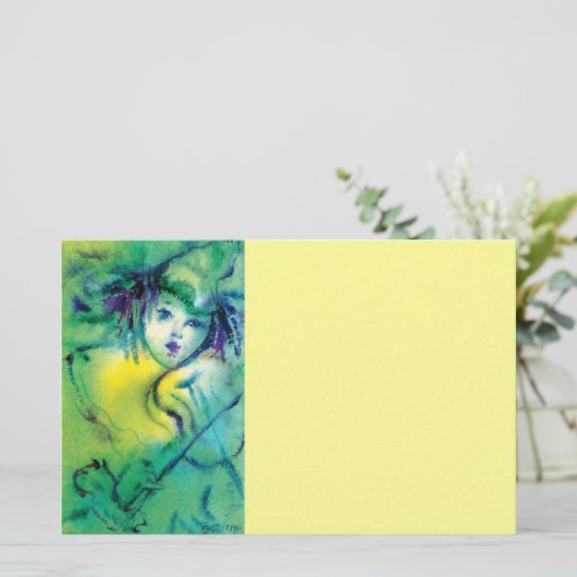 GEEL GROENE MUZIEK DIE EEN STERK Venetiaans carnav Briefpapier (Staand voorkant)