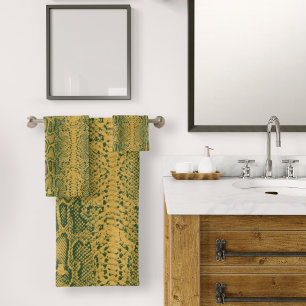 Geel Groene Slang Huid Dierenprint Bad Handdoek