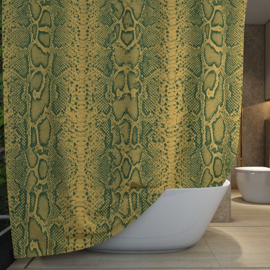Geel Groene Slangenhuid Dierenprint Douchegordijn