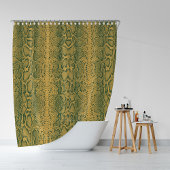 Geel Groene Slangenhuid Dierenprint Douchegordijn