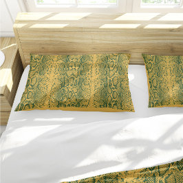 Geel Groene Slangenhuid Dierenprint Kussensloop