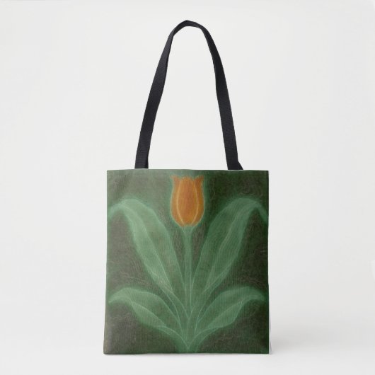 Geel-groene Tulip Art Nouveau Tegel Tote Bag (Voorkant)