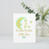 Geel groene twinkel Twinkle Little Star naam toevo Briefkaart (Staand voorkant)