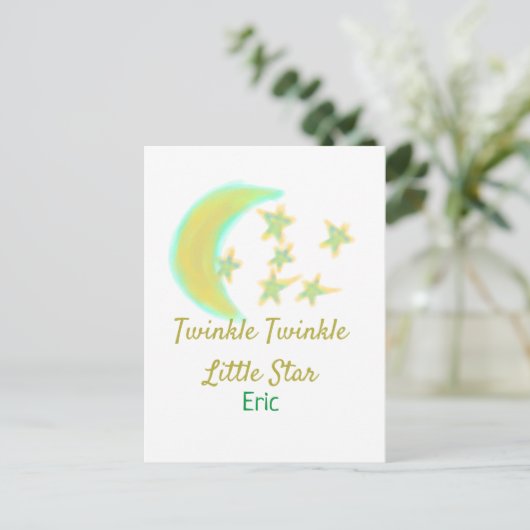 Geel groene twinkel Twinkle Little Star naam toevo Briefkaart (Staand voorkant)