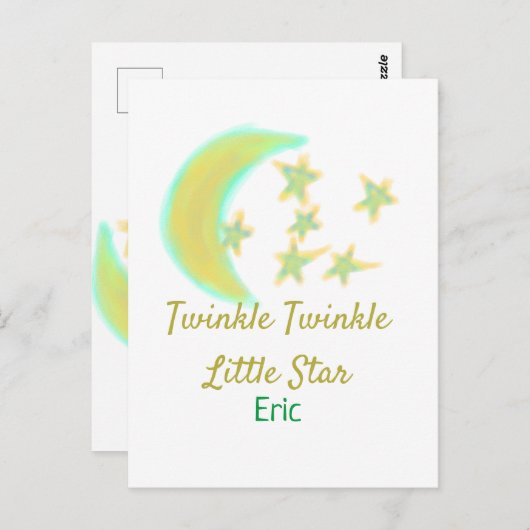 Geel groene twinkel Twinkle Little Star naam toevo Briefkaart (Voorkant / Achterkant)