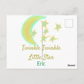 Geel groene twinkel Twinkle Little Star naam toevo Briefkaart (Achterkant)