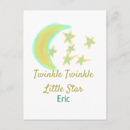 Geel groene twinkel Twinkle Little Star naam toevo Briefkaart (Voorkant)