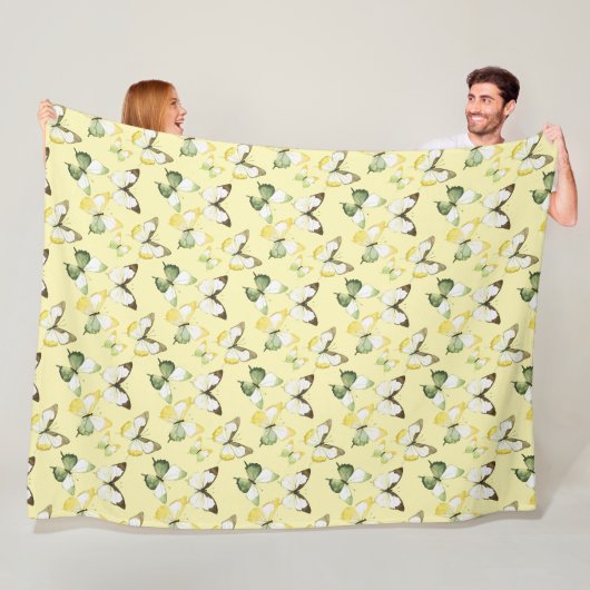 Geel Groene Vlinders Verjaardag Fleece Deken (In situ)