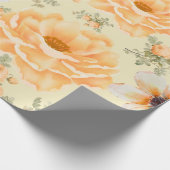 Geel Groene Waterverf Bloemen Cadeaupapier (Hoek)