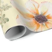 Geel Groene Waterverf Bloemen Cadeaupapier (Rol Hoek)