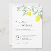 Geel Groene Waterverf Citroenen en bladeren Bruilo Kaart (Voorkant)