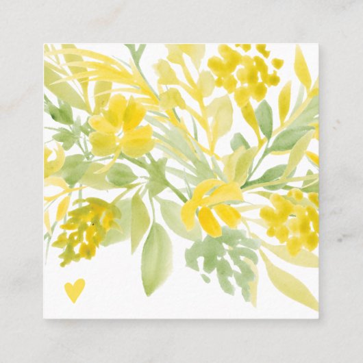 Geel groene waterverf girly orde dank u vierkante visitekaartje (Achterkant)