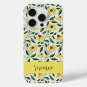 Geel Groene Zonnebloem Waterverf Wilde Bloem Naam Case-Mate iPhone Case (Achterkant)