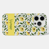 Geel Groene Zonnebloem Waterverf Wilde Bloem Naam Case-Mate iPhone Case (Achterkant (horizontaal))