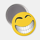 Geel Groot Grijns Gezicht Magneet (Voorkant / Achterkant)