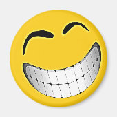 Geel Groot Grijns Gezicht Magneet (Voorkant)