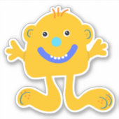 Geel groothoekmonster 4 x 4 sticker (Voorkant)