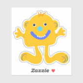 Geel groothoekmonster 4 x 4 sticker (Vel)