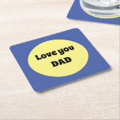 Geel Grote Dot Vierkante Sticker Kartonnen Onderzetters (Schuin)