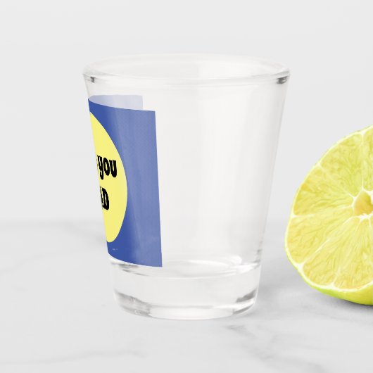 Geel Grote Dot Vierkante Sticker Shot Glas (Rechts)