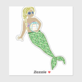 Geel Haar Zeemeermin, Groene Staart Sticker