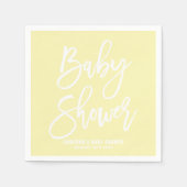 Geel Hand Geletterd Baby shower Papieren servetten (Voorkant)