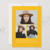 Geel handgeschreven penseelscript 4 Foto Afstudere Aankondiging (Achterkant)