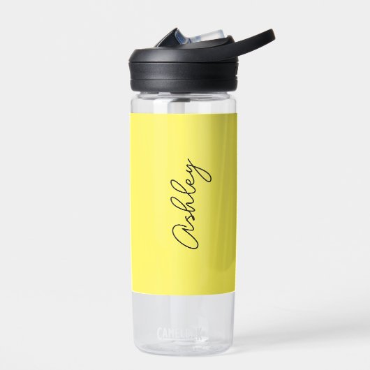 Geel Handgeschreven tekst Elegant Waterfles (Links)
