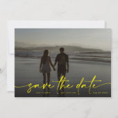 Geel handschrift Modern Foto: Verlichtend Save The Date (Voorkant)