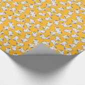 Geel handschrift Owl Pattern Owl Cartoon Cadeaupapier (Hoek)