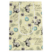 Geel Happy Easter Naam Bunny Medium Cadeauzakje (Achterkant)