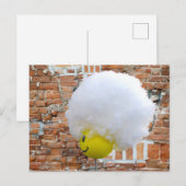 Geel Happy Face Antenna Topper, Fluffy Snow Pet Briefkaart (Voorkant / Achterkant)