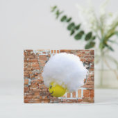 Geel Happy Face Antenna Topper, Fluffy Snow Pet Briefkaart (Staand voorkant)