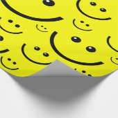 Geel Happy Face Patroon Print Cadeaupapier (Hoek)