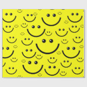Geel Happy Face Patroon Print Cadeaupapier (Vlak)
