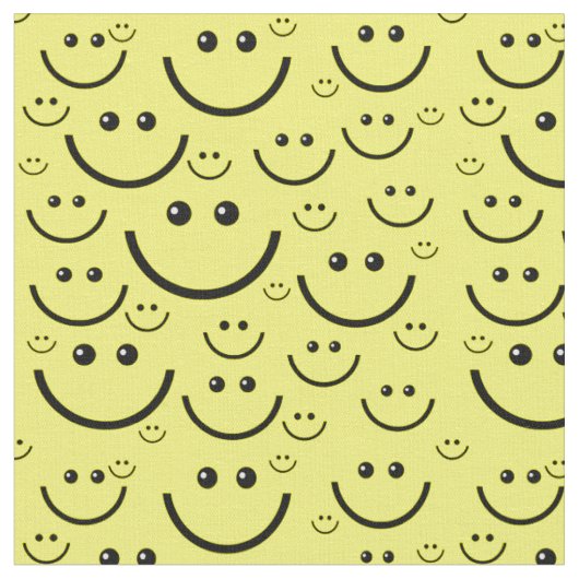 Geel Happy Face Patroon Print Stof (Close Up)