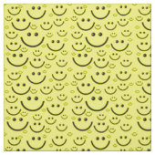 Geel Happy Face Patroon Print Stof (Swatch)
