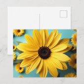 Geel Happy Floral Briefkaart (Voorkant / Achterkant)