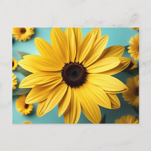 Geel Happy Floral Briefkaart (Voorkant)